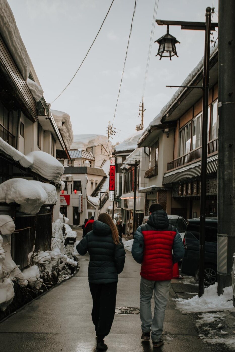 Village street in the snow